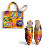 Ein Set Mini-Tragetasche mit Bambusgriff und Slipper MTBHS02