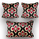 31 SET of 3 Cushions 40x40 and 40x60 Silk Ikat Velvet+Cotton